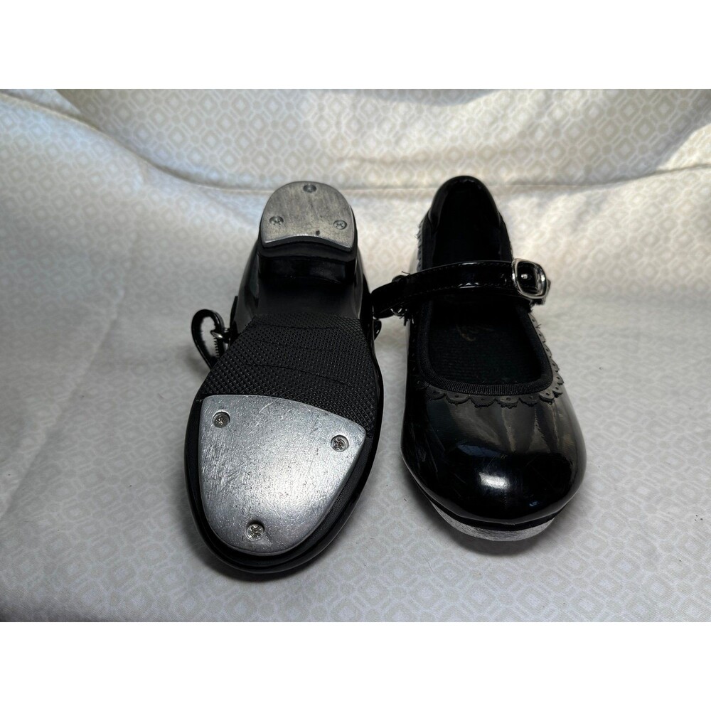 Stelle Tap Dance Shoes Girls Easy On & Off, Big Kid 11ML, Black, USED